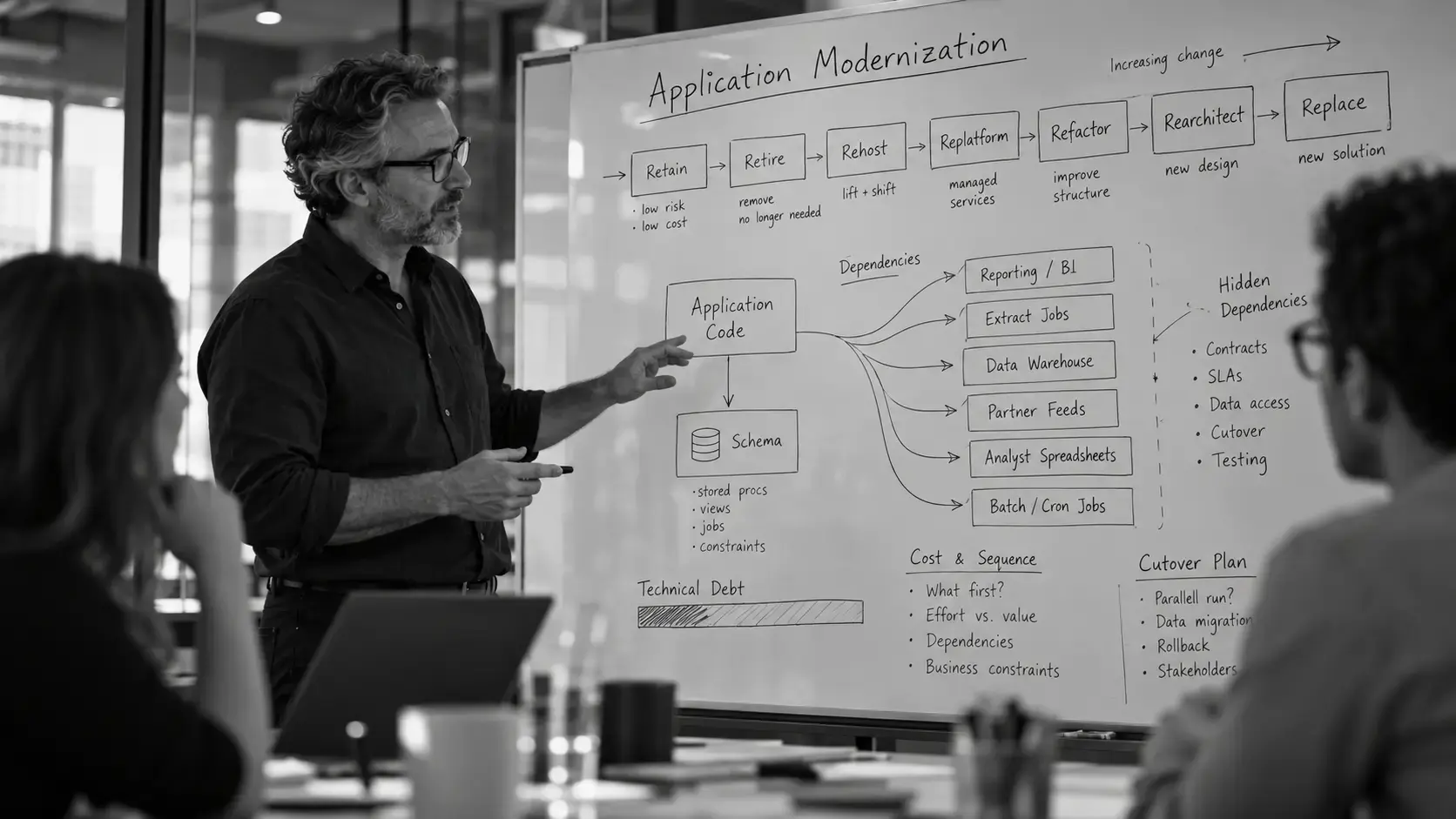 Legacy application stack separating into independent modernized modules